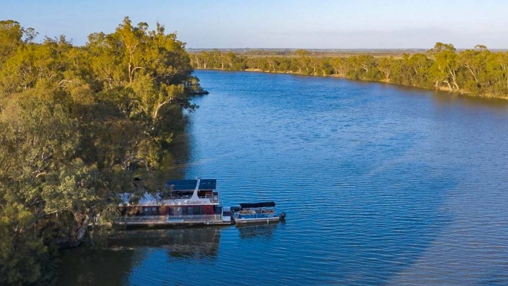 South Australia Murray River Safari Houseboat Drone Shot - Socially Distanced Experiences in Australia