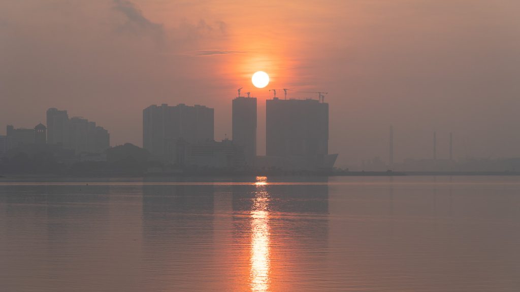 Sunrise over Johor at Eagle Point along the Coastal Trail - Sungei Buloh Wetland Reserve Singapore Nature Parks