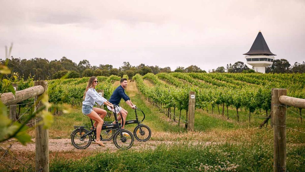 Victoria Mitchelton Vineyard Couple Cycling - Post COVID Travel Bucket