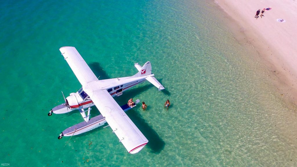 Whitehaven Beach Seaplane Experience from Airlie Beach Seaplane in Ocean - Best of Great Barrier Reef Australia