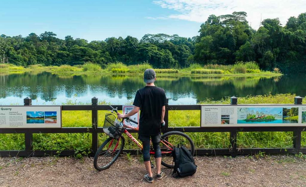 Boy with Bike at Ketam Quarry — Cycling on Pulau Ubin