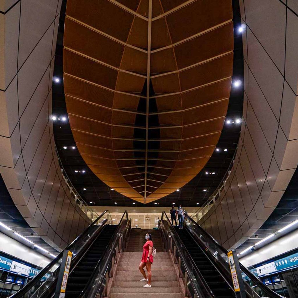Girl on Stairs at Geylang Bahru Singapore MRT Station