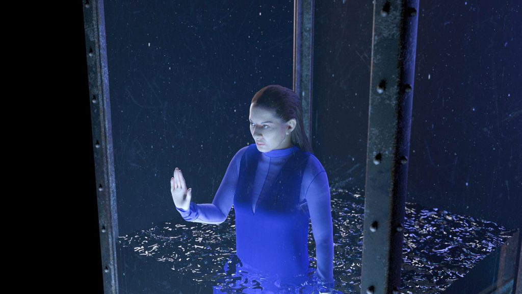 Girl in Blue at Hyperrealities ArtScience Museum