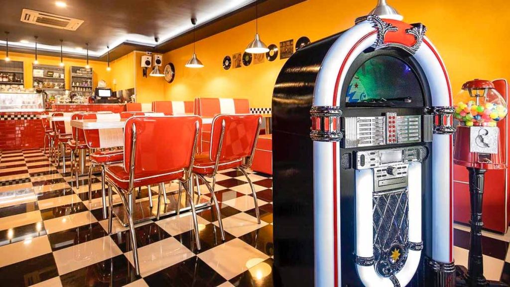 Jukebox and Gumball Machine in Joji's Diner Instagrammable Cafes in Singapore