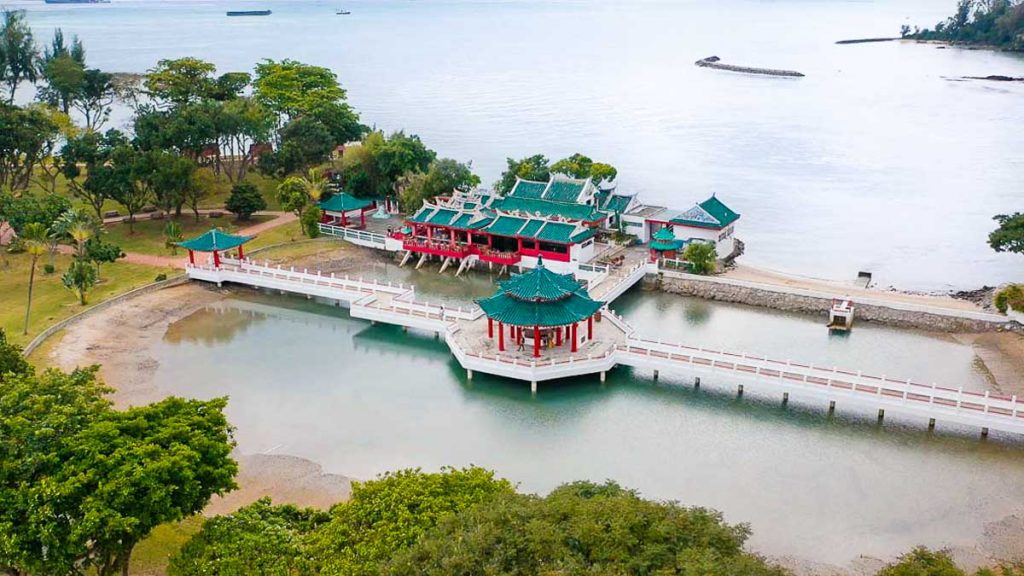 Drone shot of Kusu Island from Lazarus Island - Southern Islands Guide