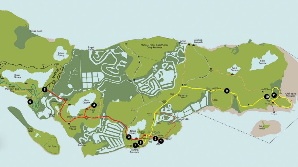 Map of Pulau Ubin with Suggested Route