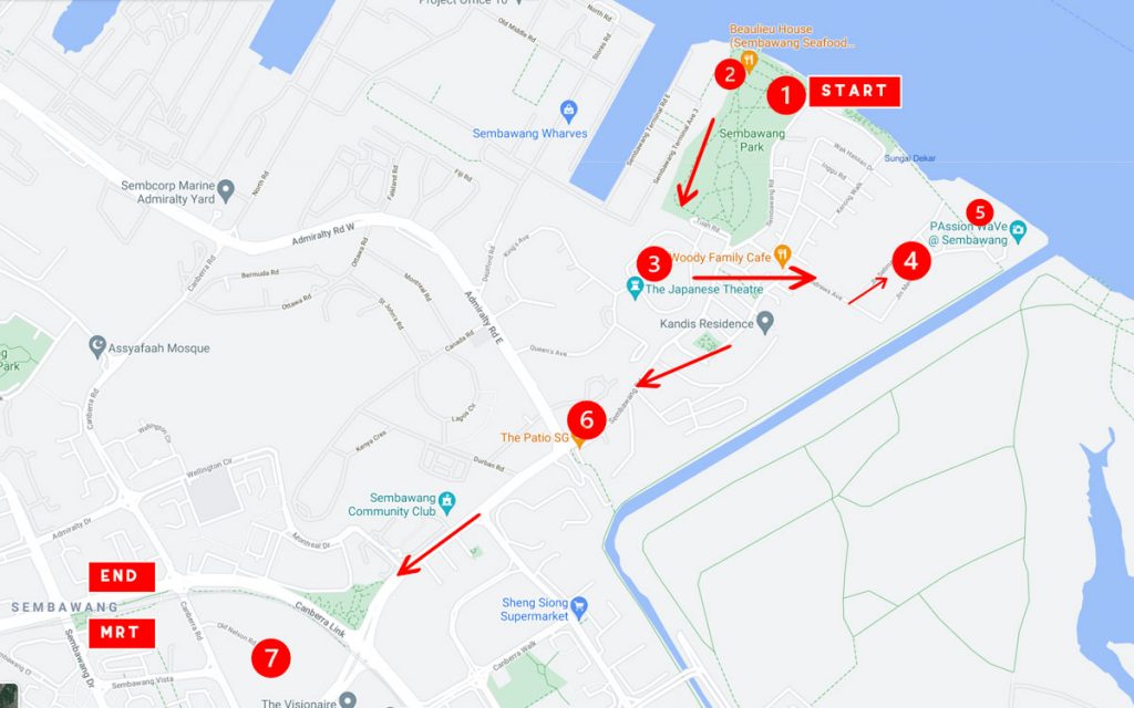 Walking trail map - Sembawang Heritage Trail guide