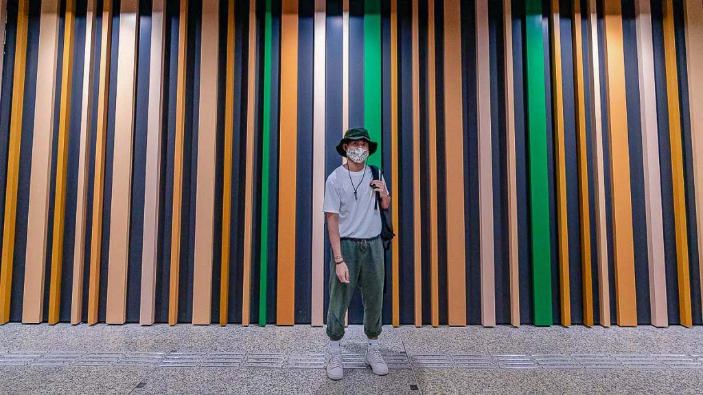 Boy at Woodlands Wall Singapore MRT Station