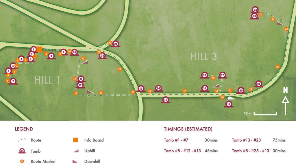 Map with 25 Tombs