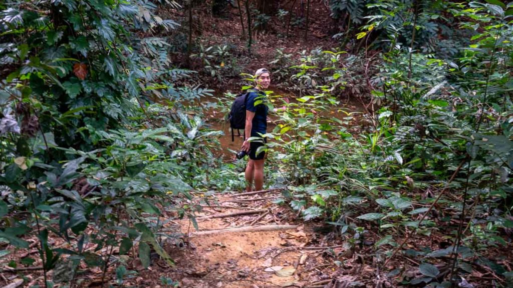 Boy going down a slope