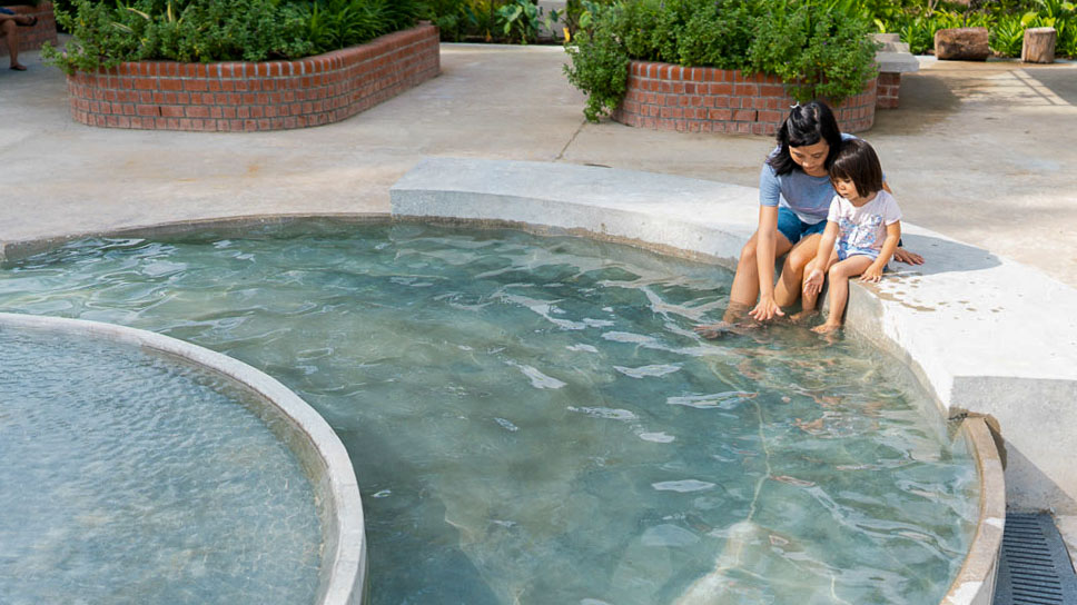 Soaking in the Sembawang Hot Spring