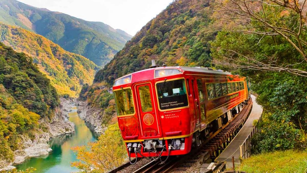 Train Passing Through Mountains