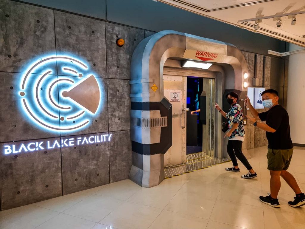 Black Lake Facility Escape Room entrance - Things to do in Singapore Discovery Centre