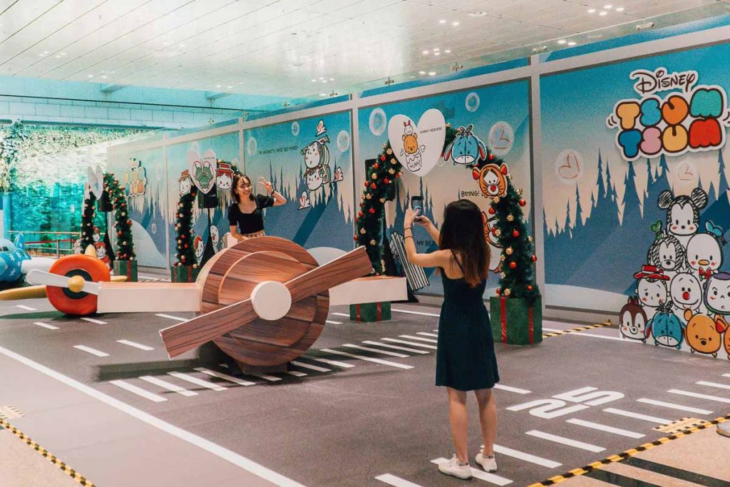 Airport Disney Tsum Tsum display Ready Jet Set Tsummm - Changi Festive Village 2021