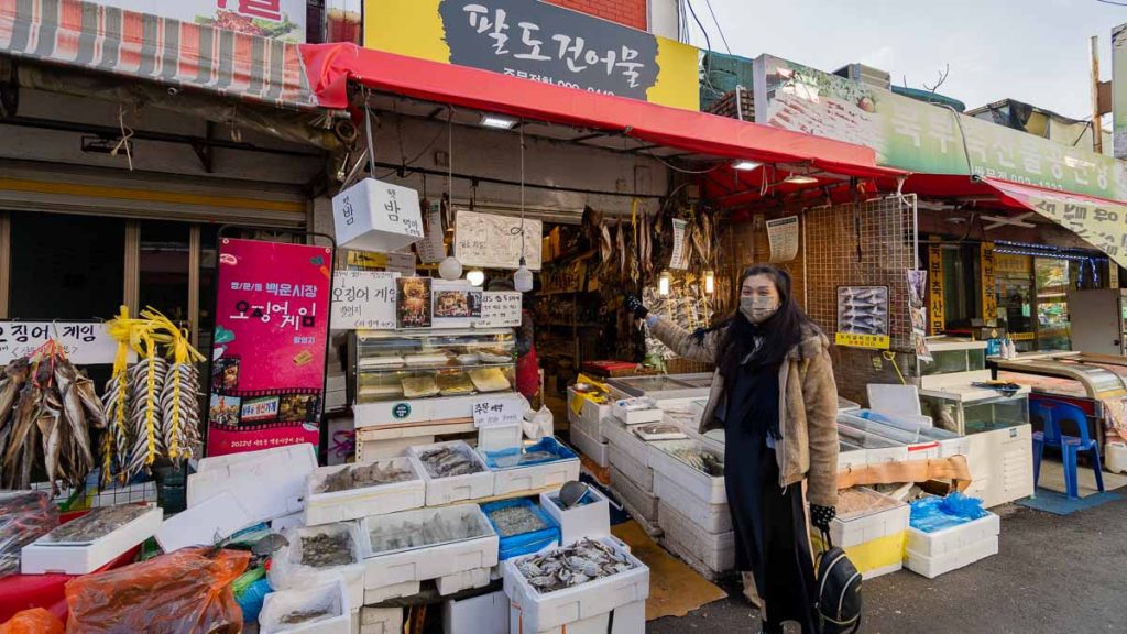 Girl at Baegun Market Singapore South Korea VTL Itinerary