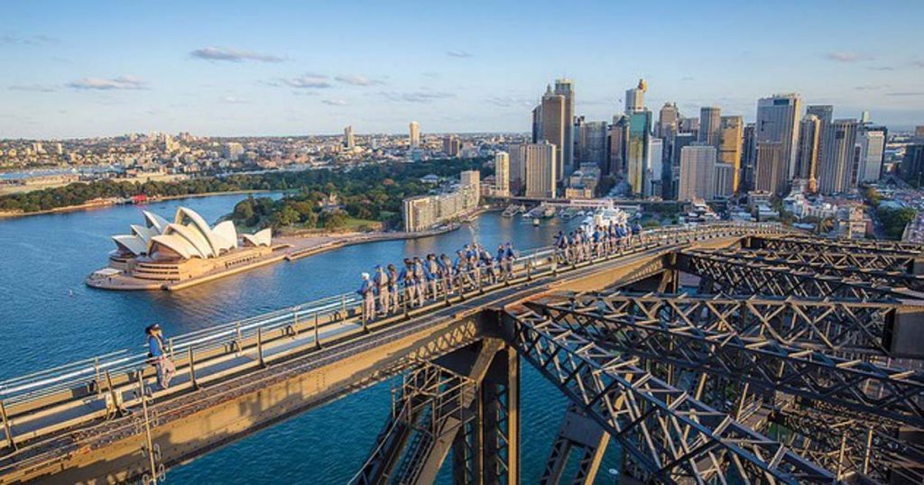 Climbers on top of the Sydney Harbour Bridge with BridgeClimb