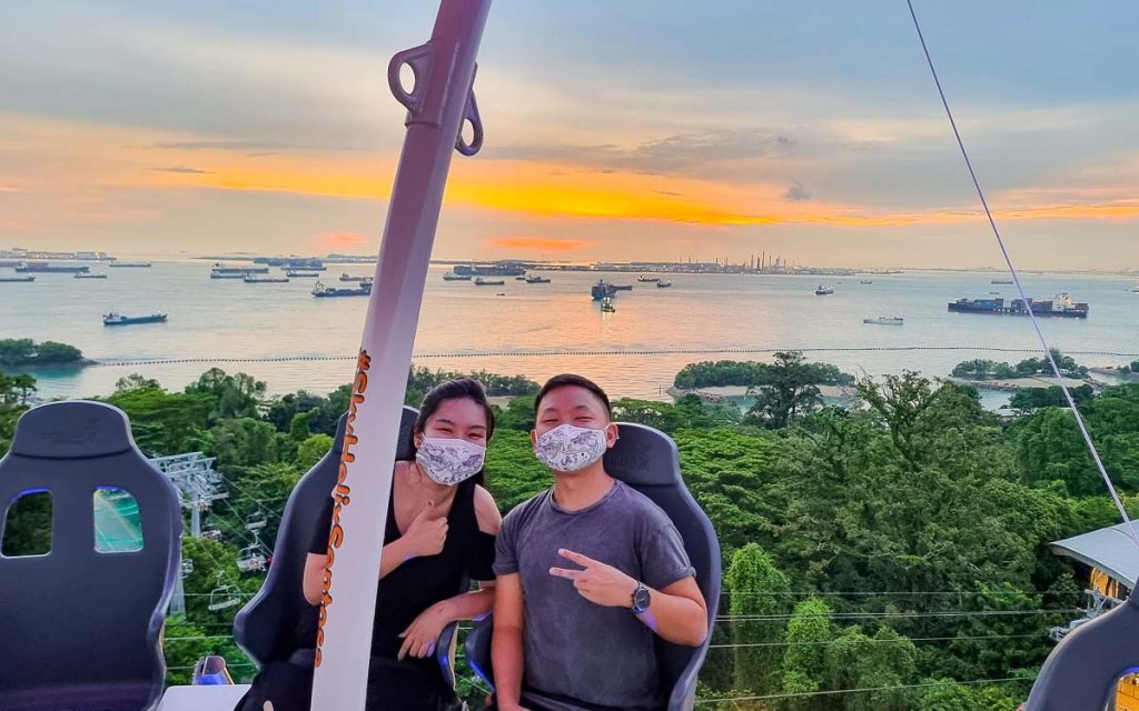 On the Skyhelix Sentosa during sunset golden hours - Things to do in Singapore December 2021
