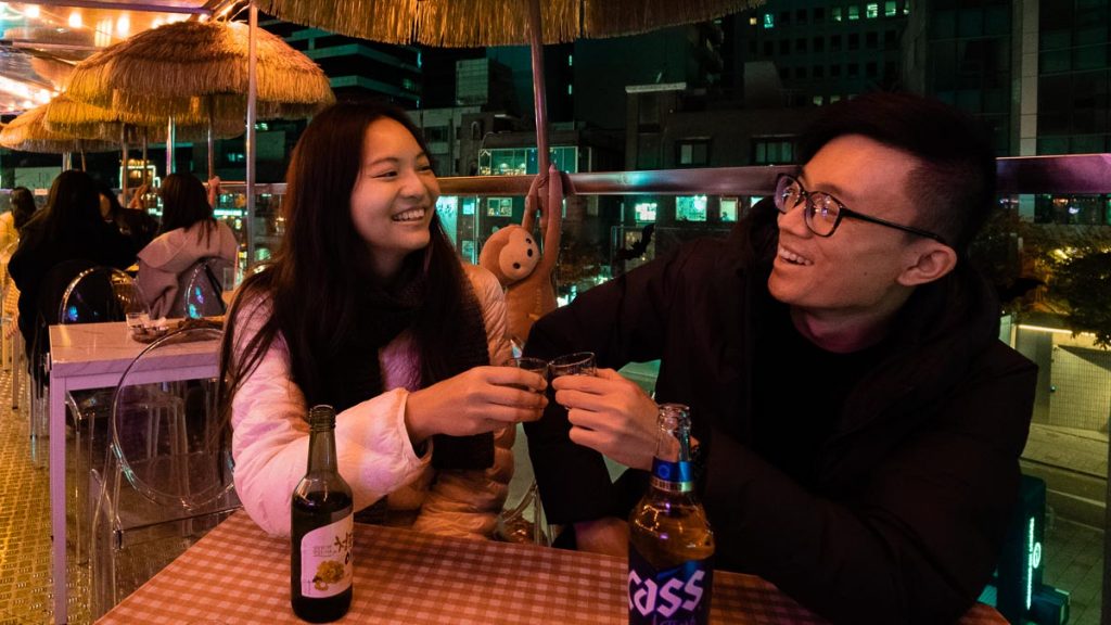 Friends Drinking Soju in South Korea -  Things to eat in Korea
