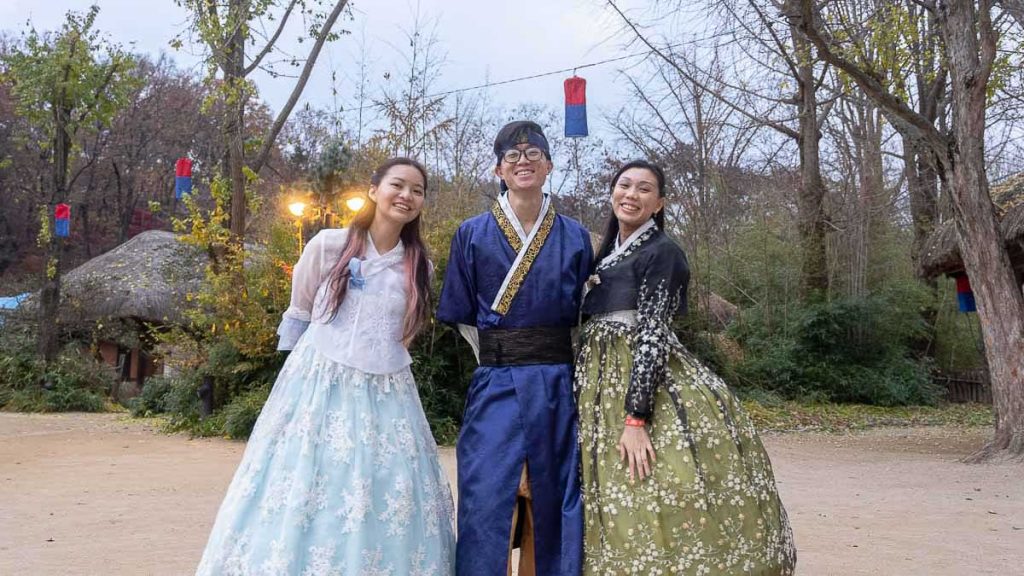 Friends in Hanbok at Korean Folk Village - Korean Culture