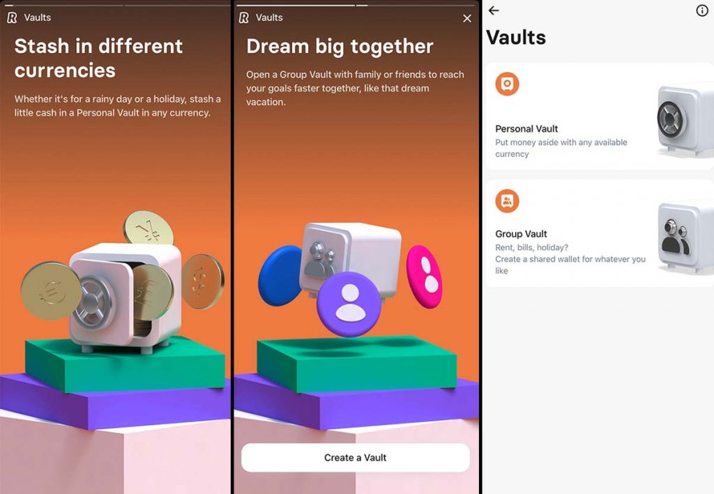 Vaults Feature on the Revolut App