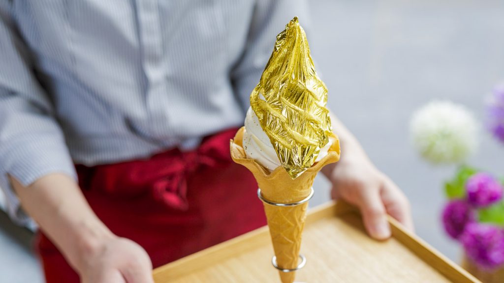 Person Serving Gold Leaf Ice Cream - Takayama-Hokuriku Area Tourist Pass