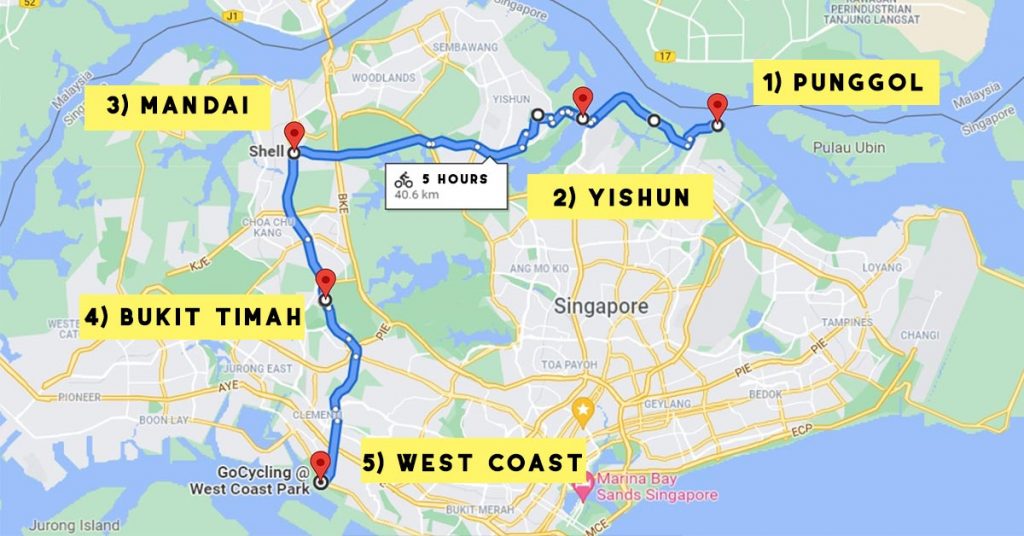 Map of Singapore - Night Cycling Singapore