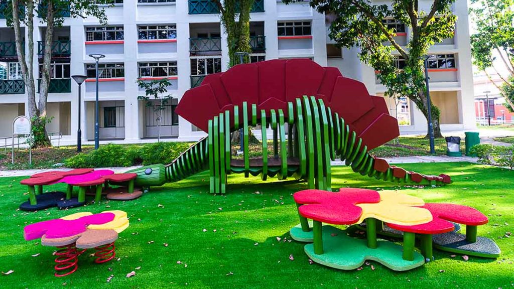 Dinosaur Playground Fu Shan Garden Woodlands - OTWstories LTA hidden gems around singapore neighbourhoods