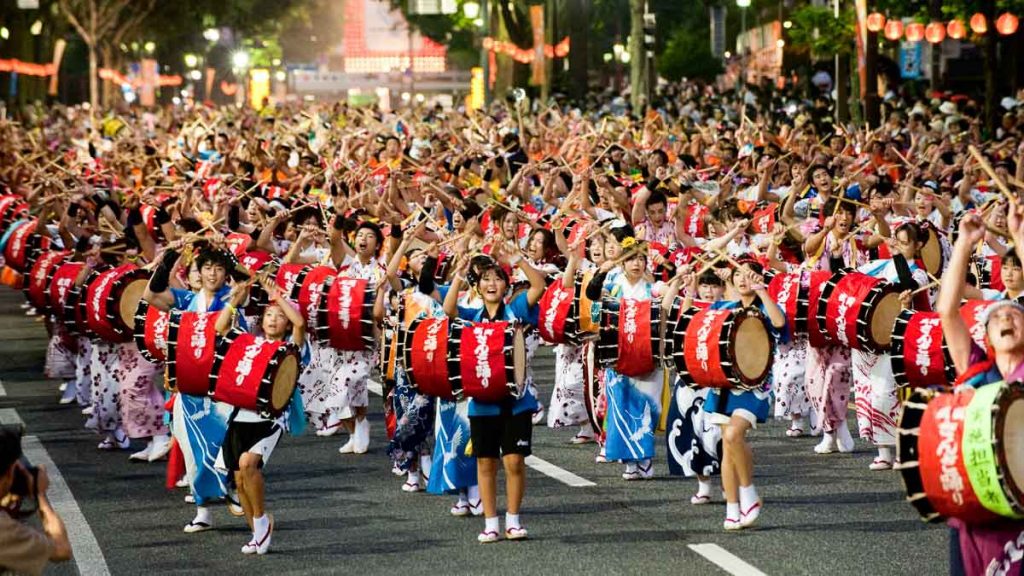 Drummers at Sansa Odori Matsuri - Tohoku Region