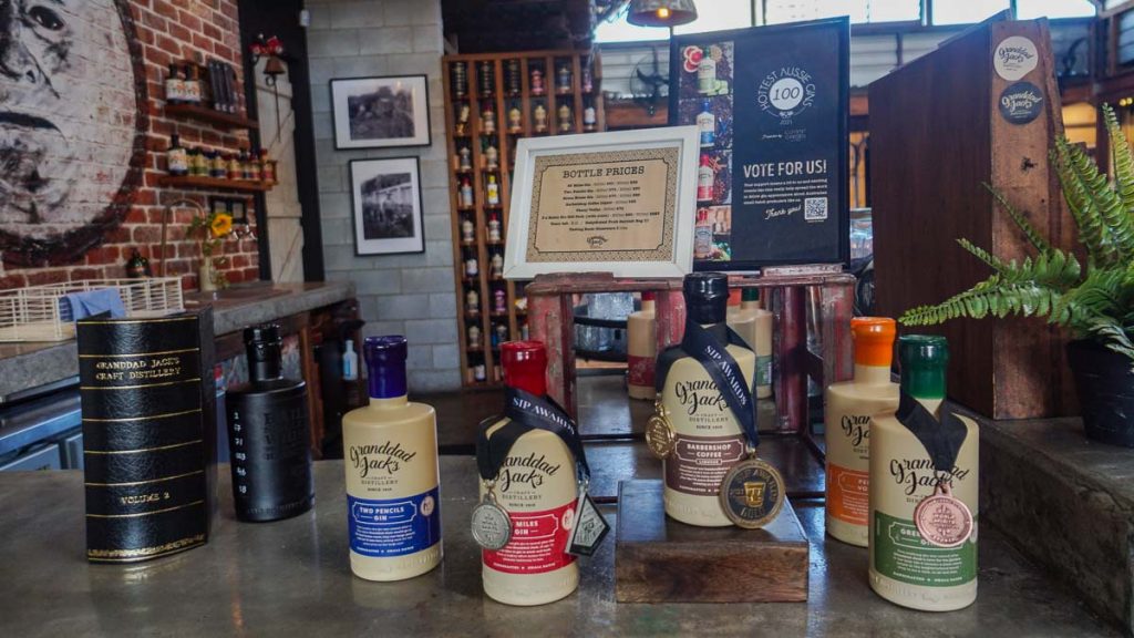 Alcohol Bottles at Granddad Jacky's Distillery - Gold Coast Itinerary