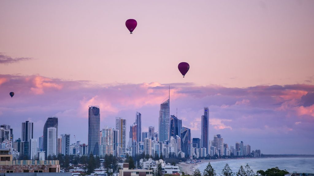 Hot air balloons over Gold Coast Queensland