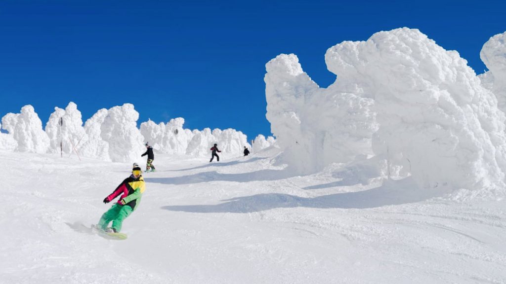 Man Snowboarding on Mountain - Japan Outdoor Adventures