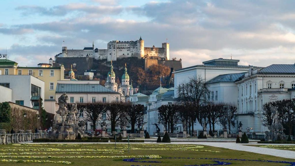 View of Salzburg Fortress from Mirabell Garden - Austria Winter Itinerary