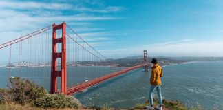 Guy standing by Battery Spencer Golden Gate Bridge - Day Trips from San Francisco