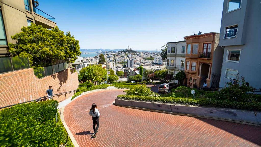 Girl walking down Lombard Street - San Francisco Itinerary