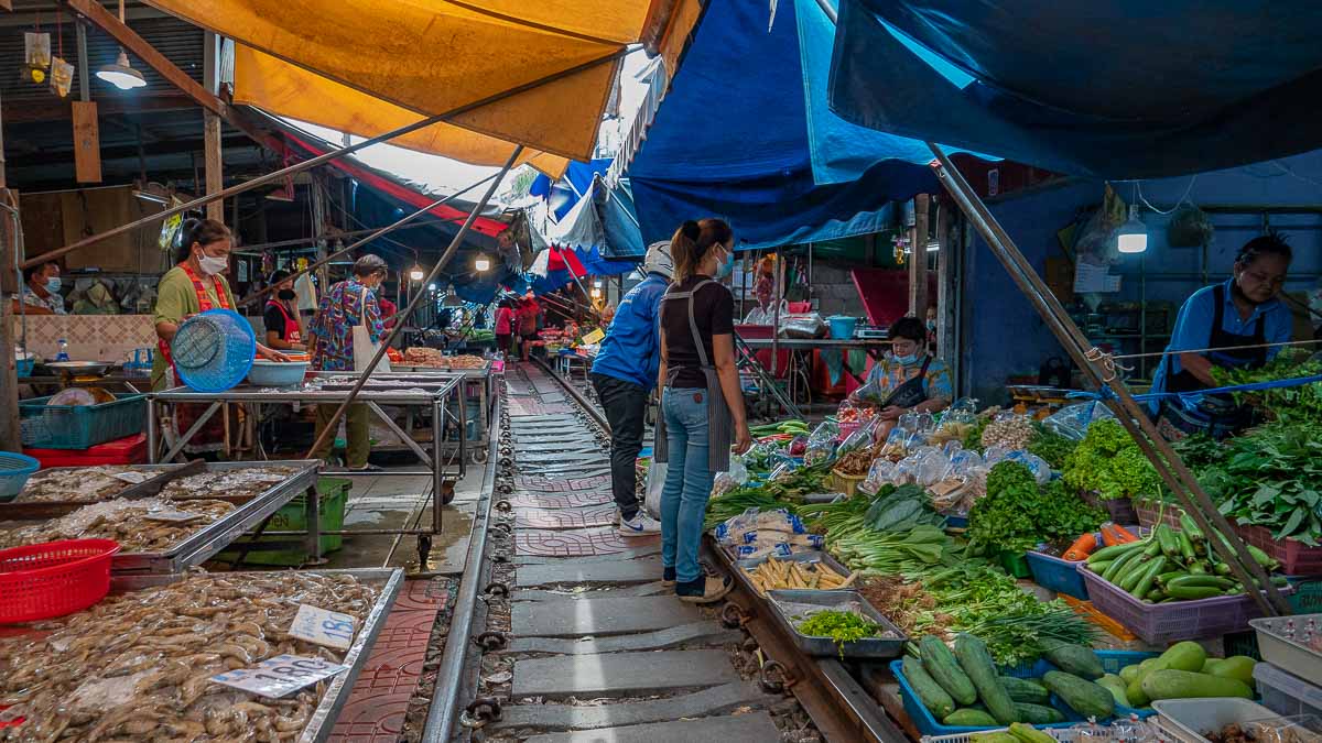 Maeklong Railway Market Food Stalls - Bangkok Itinerary