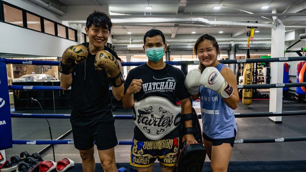 Watchara Muay Thai Gym Students with Coach - Things to do in Bangkok