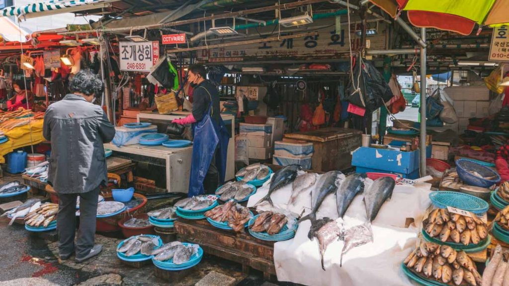 People selling fish at Jagalchi Market - K-drama Filming Locations