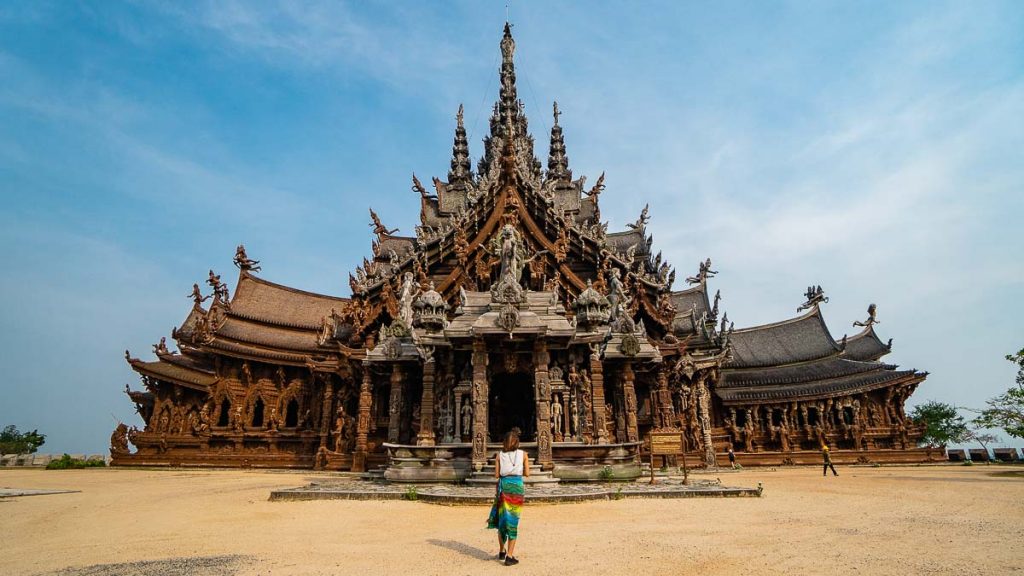 Pattaya Visitor at Sanctuary of Truth Temple - Thailand Road Trip