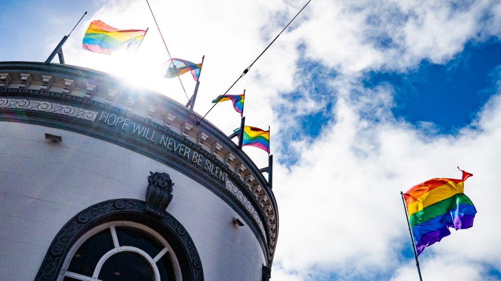 Building with rainbow pride flags - Castro District