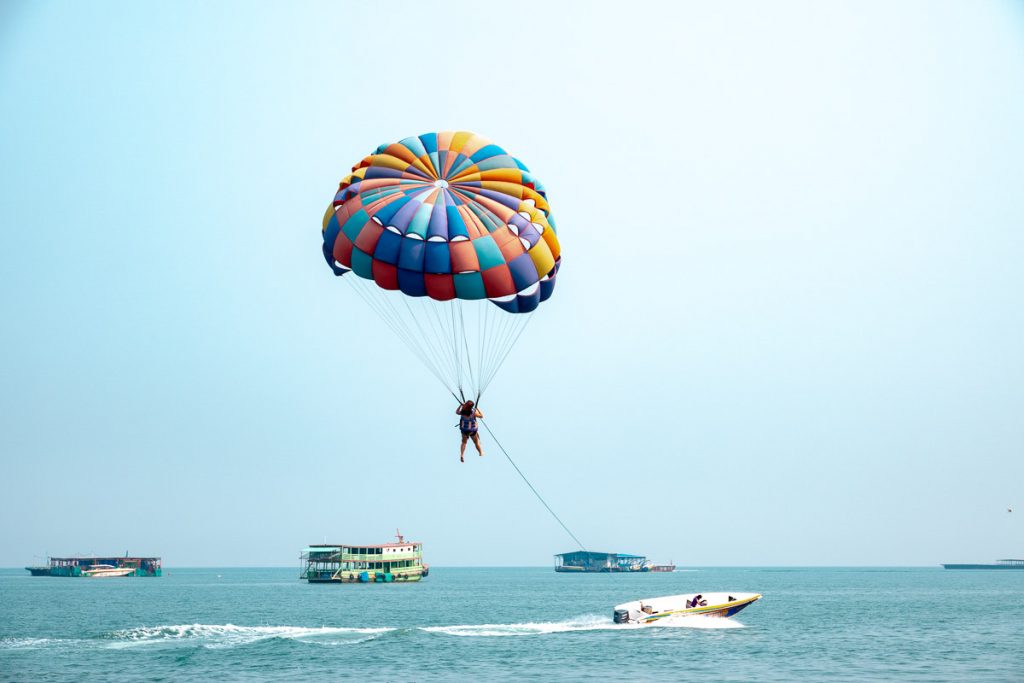 Paragliding off Koh Larn Island Thailand