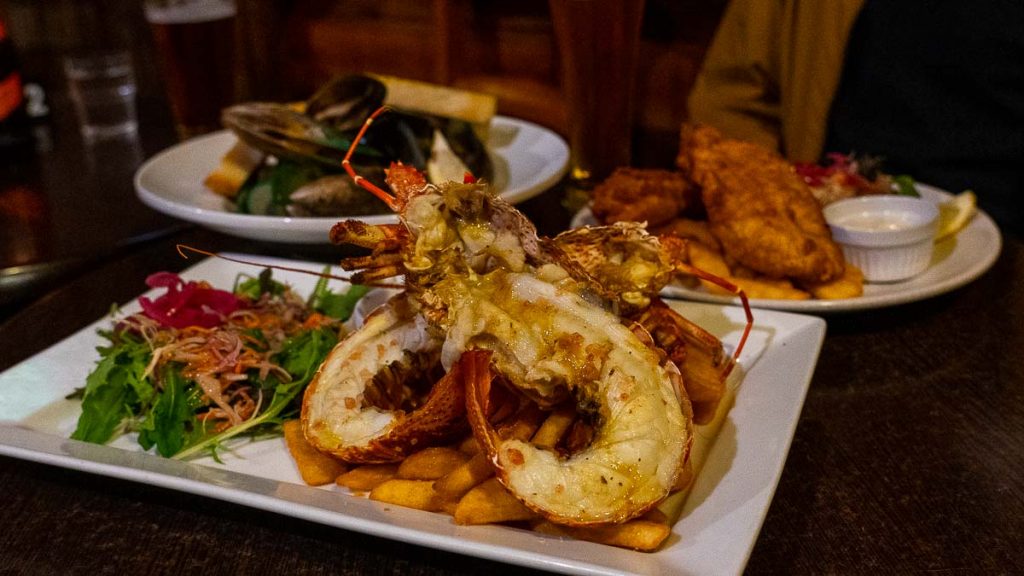 Crayfish at Strawberry Tree Restaurant Kaikoura - New Zealand South Island Itinerary