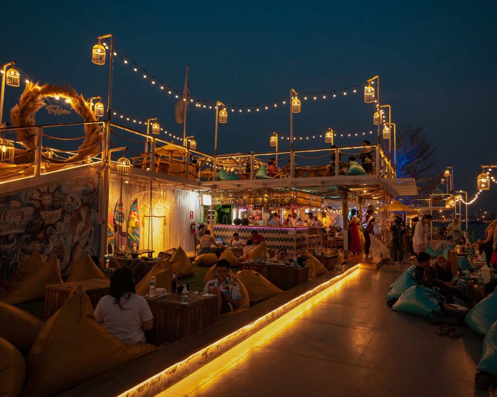 Tappia Floating Cafe at night in Pattaya