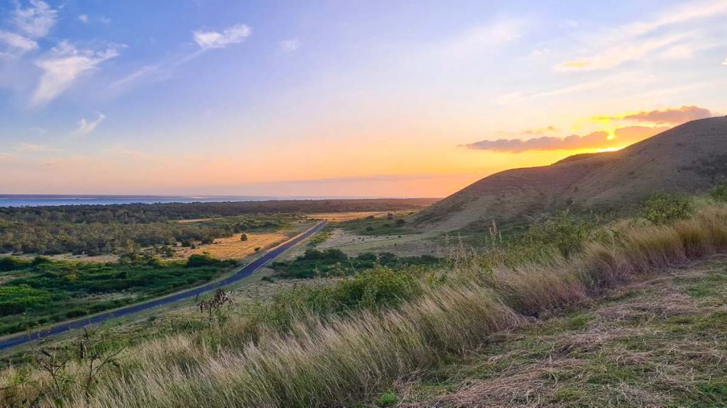 Sunset on Hills of Domaine de Deva - Things to do in New Caledonia