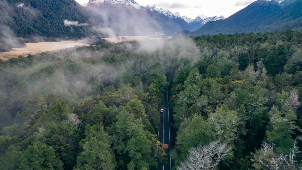 Driving to Milford Sound Car Shot - New Zealand Road Trip