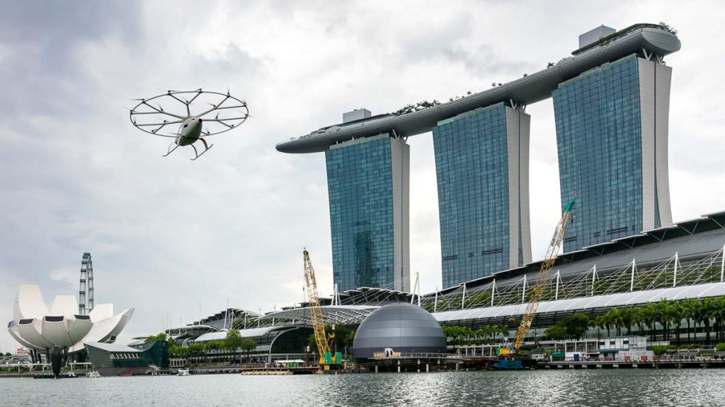 Air Taxi Flying Over MBS - Flying Taxi