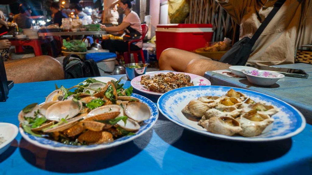 Grilled clams and snails at 200 Night Market Ho Chi Minh City - Southern Vietnam Food Guide