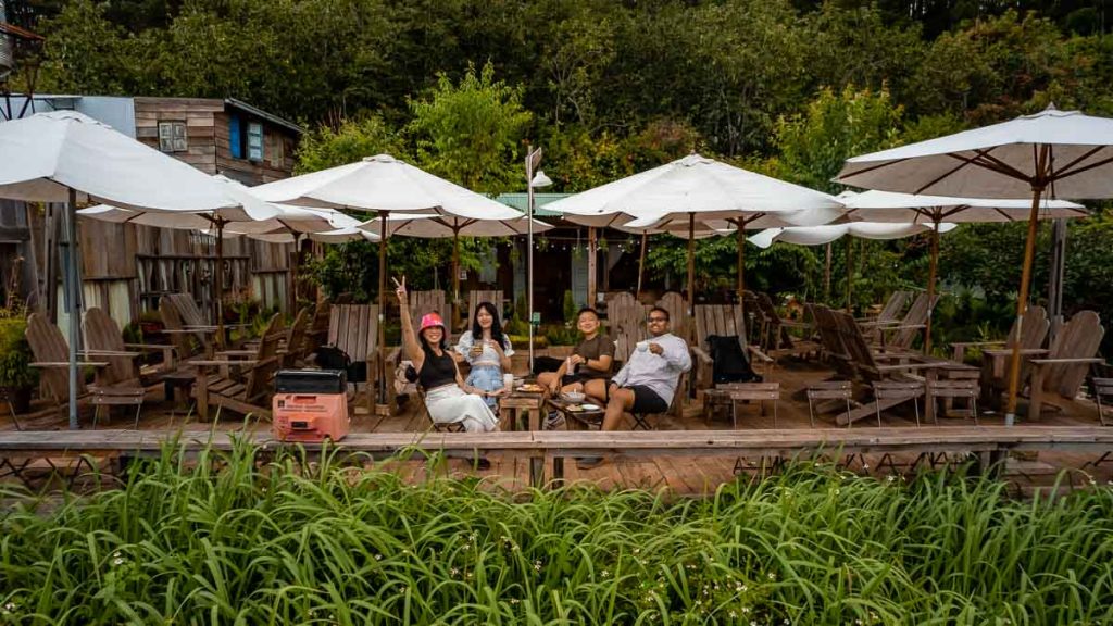 Da Lat Cabin in the Woods Drone Shot of Diners Enjoying Food - Southern Vietnam Guide