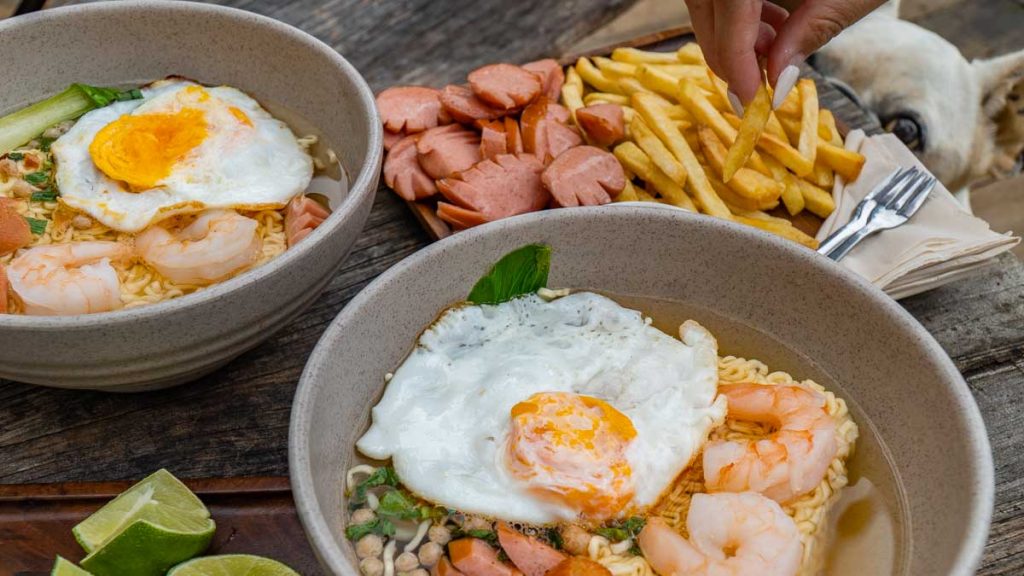 Da Lat Cabin in the Woods Drone Shot of Food Noodle Dish - Best Things to Da Lat