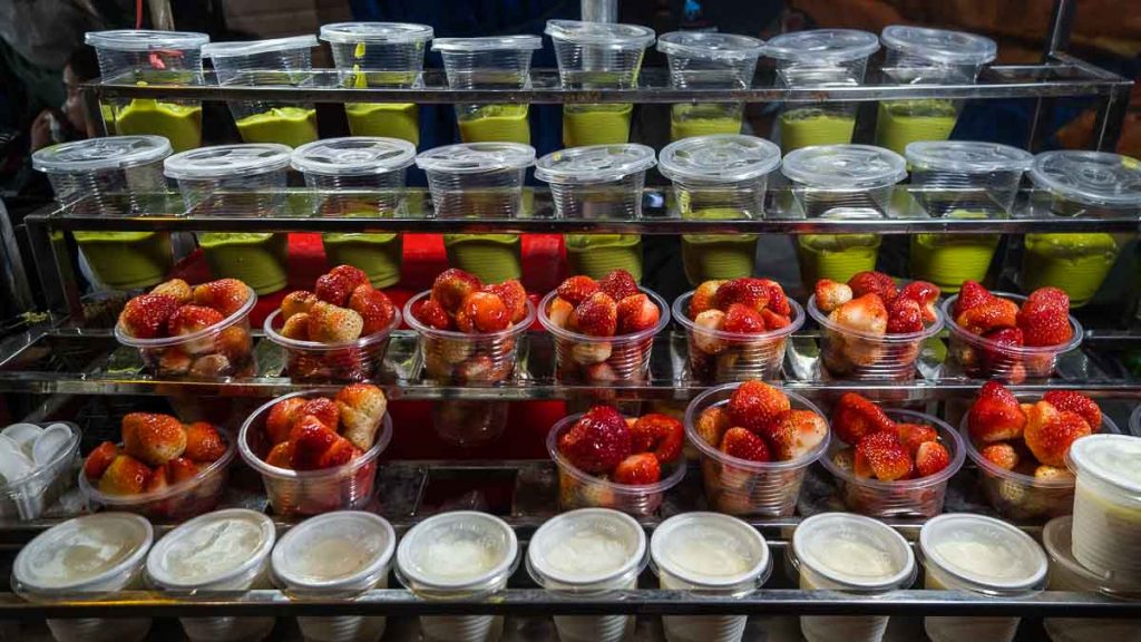 Strawberries sold at Da Lat night Market