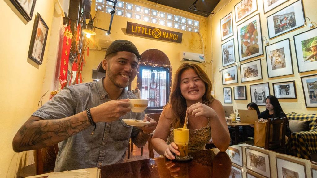 People Drinking Coffee at Little Hanoi Egg Coffee Cafe - Things to eat in Ho Chi Minh